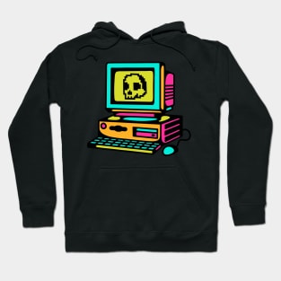 Skull pixel in computer pc Hoodie